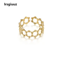 splicing small ball hexagon 14k gold open ring can adjust european and american cool style simple c shaped index finger ring