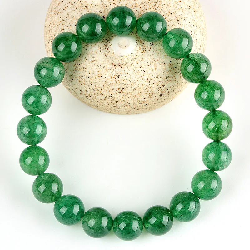 

Новинка, Изящные Ювелирные изделия, браслет из натурального зеленого кристалла в виде клубники, браслеты из бисера, женский браслет с клубн...