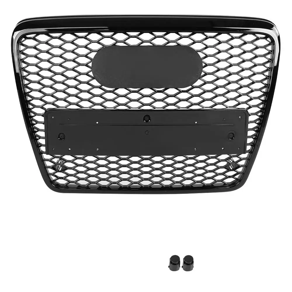 Передняя Спортивная сетчатая сотовая бленда гриль глянцевый черный для Audi A6/S6 C6