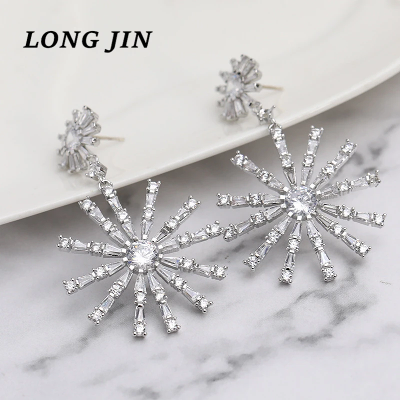 Европейский и американский стиль микро набор Циркон в форме снежинок серебряные