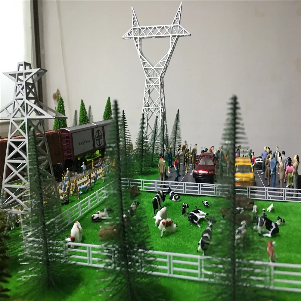 Sand Table Model High Voltage Tower Transmission Tower Cable Tower Model Plastic Barrel Tower For Ho Train Layout images - 6