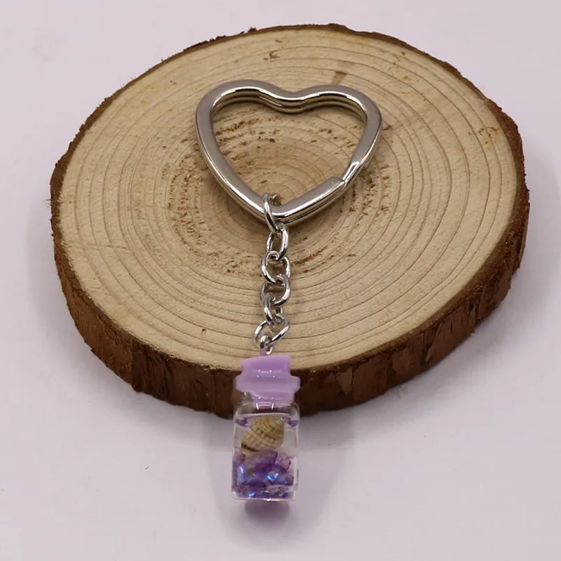 Кольцо для ключей в форме сердца брелок виде стеклянной бутылки ракушка женщин и