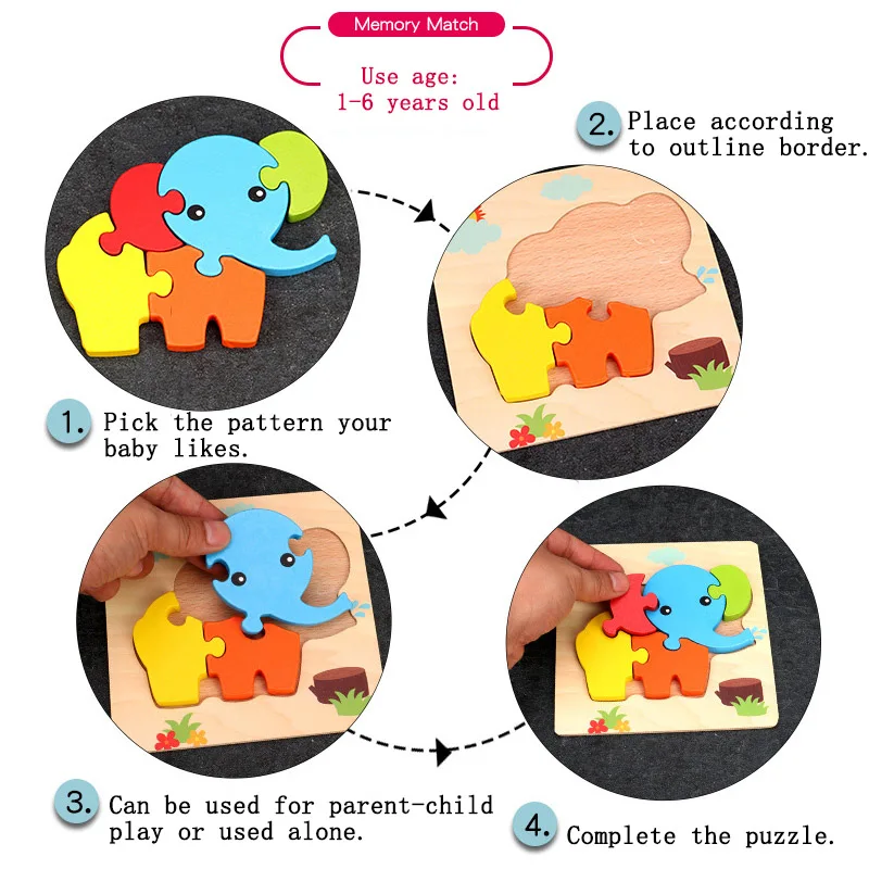 

1Pcs Early Education Toy Children's Toys Souptoys Wooden Baby Gift Cute Cartoon Jigsaw Puzzle Parent-child Interaction