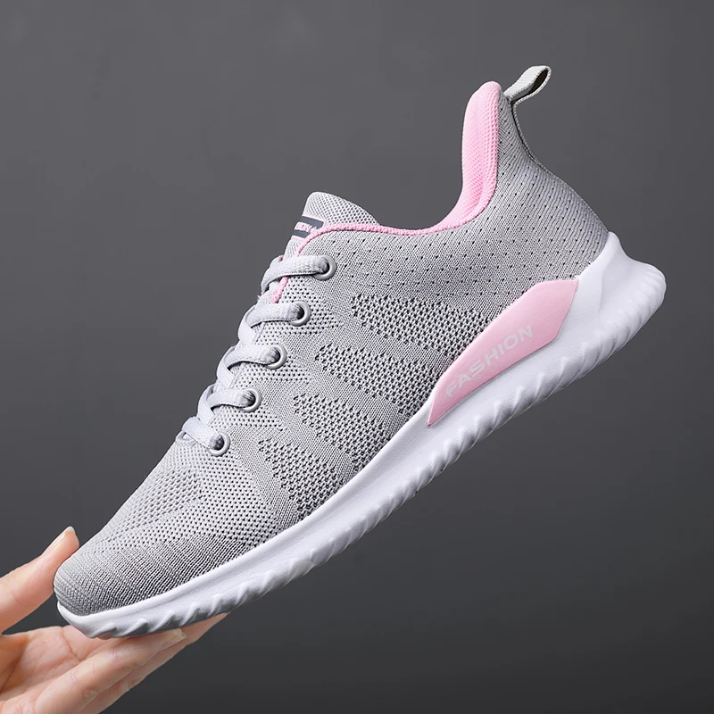 Рекламная женская обувь для бега кроссовки женские легкие эластичные вязанные