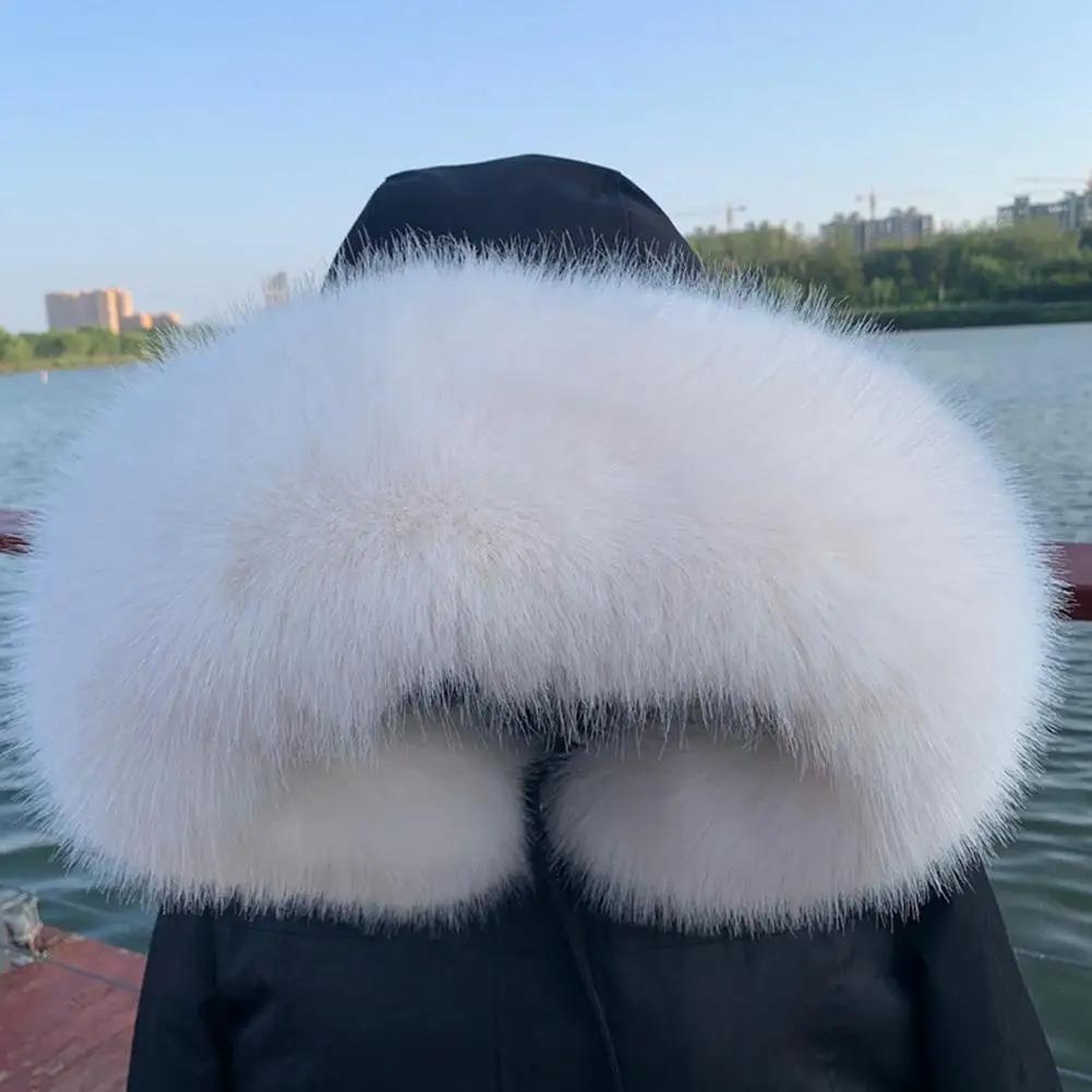 

Fashion Faux Fox Fur Collar Jacket Coat Hat Decor Artificial Wool Shawls Soft Hood Fur Collars Fake Fur Bib Scarf Fur Collar