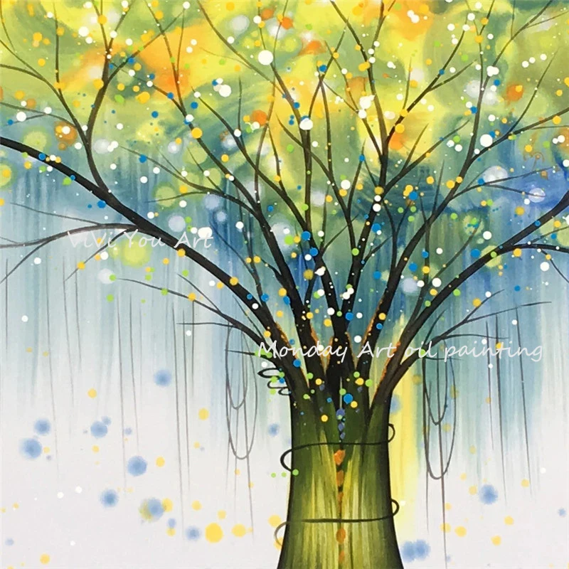 Canvas painting Home Decor hand painted oil Wall Art Picture gold Tree Scenery Landscape Painting for living room | Дом и сад