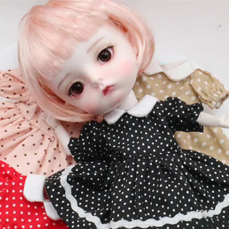

BJD wig pink color mushroom-shaped wig 6 to 7 inch size- 6bjd yosd