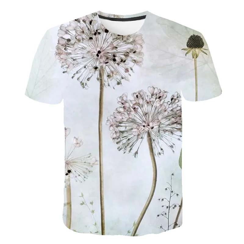 

2021 New Children's T-shirts Fashion Animals Flower Print T-Shirt Harajuku 3D Simple Cute Boys Girls Short-Sleeve O-Neck Top