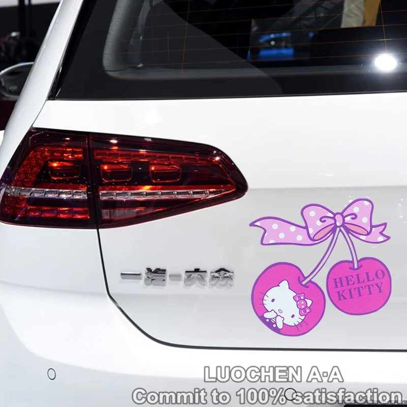14 см * милые Мультяшные автомобильные наклейки с котом и бантом в виде вишни