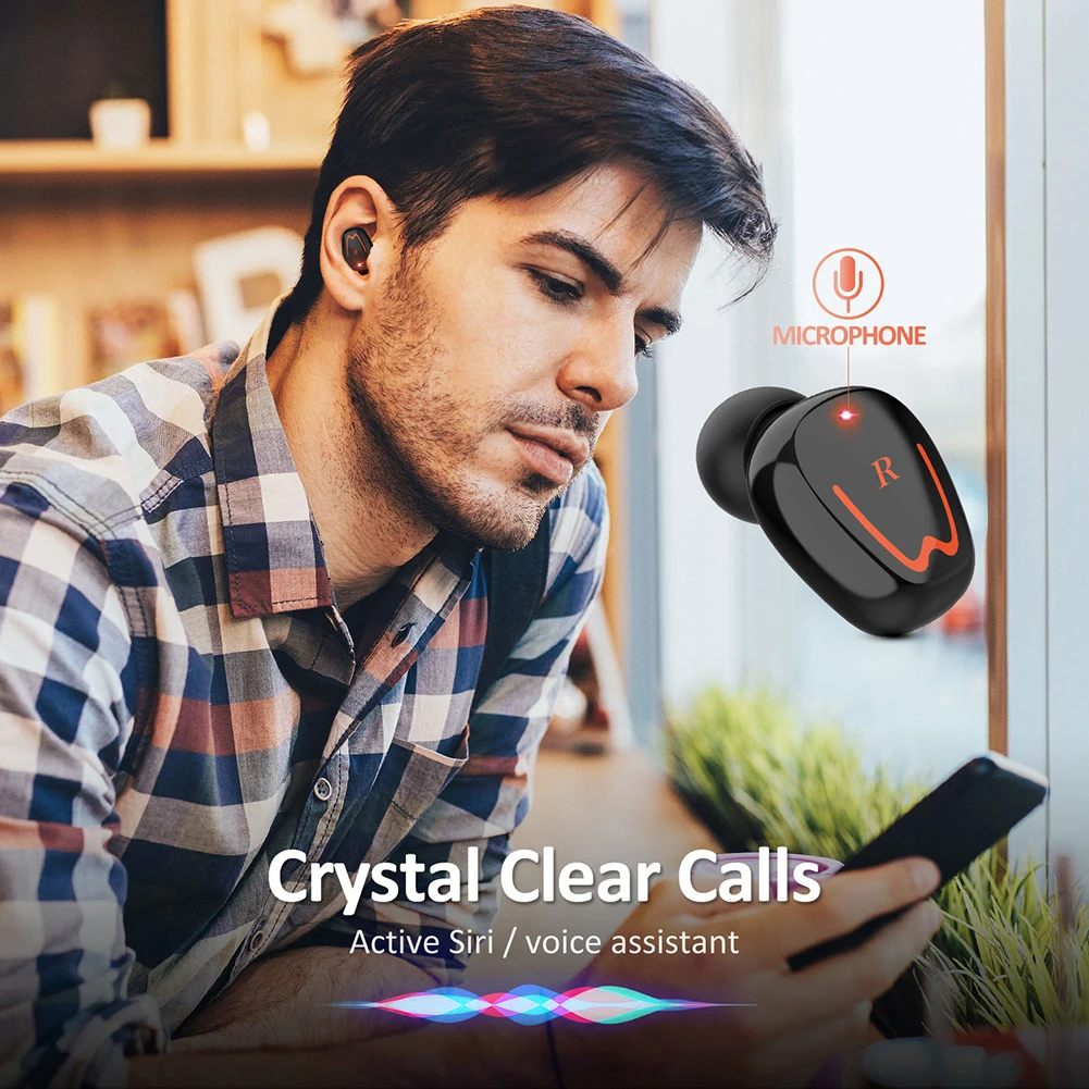 V1 TWS Bluetooth V5.0 Wireless Headset with HiFi Microphone LED Power Display | Электроника