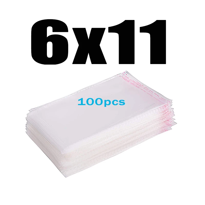 6x11CM 100pcs Прозрачный пластиковый самоклеющийся пакет целлофановые пакеты прозрачная Толстая самозапечатывающаяся маленькая упаковка герметичный полиэтиленовый пакет - Цвет: 6x11CM 100pcs