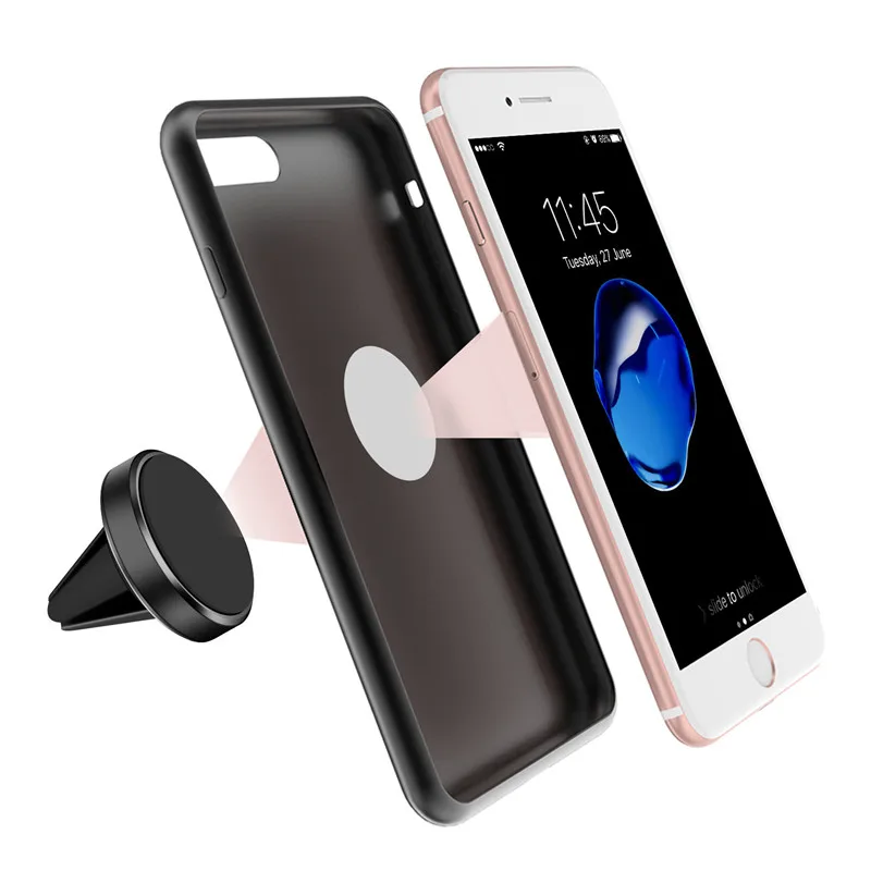 Автомобильный держатель для телефона металлический магнитный iPhone 11 Xiaomi Mi Note 8 Redmi