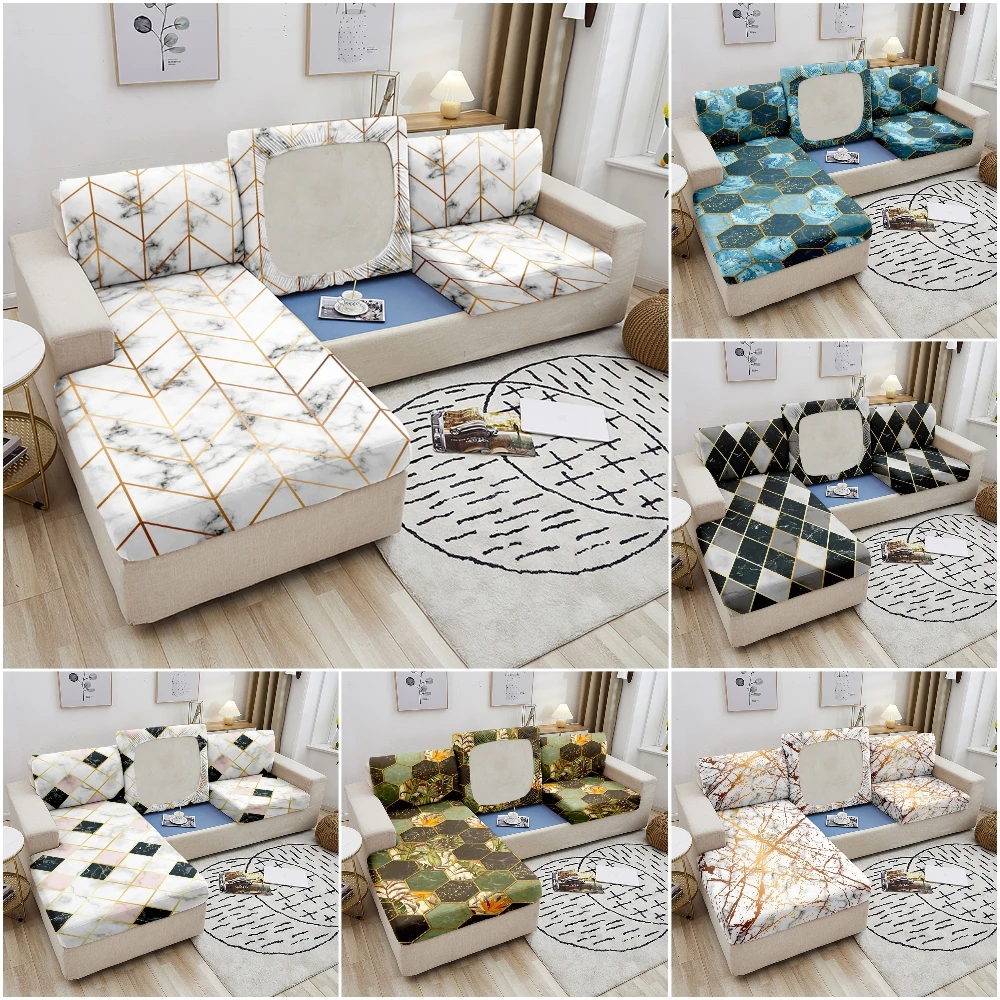 Мраморный чехол для дивана, чехлы для дивана, геометрический чехол для подушки на сиденье, мягкий эластичный защитный чехол для мебели для д...