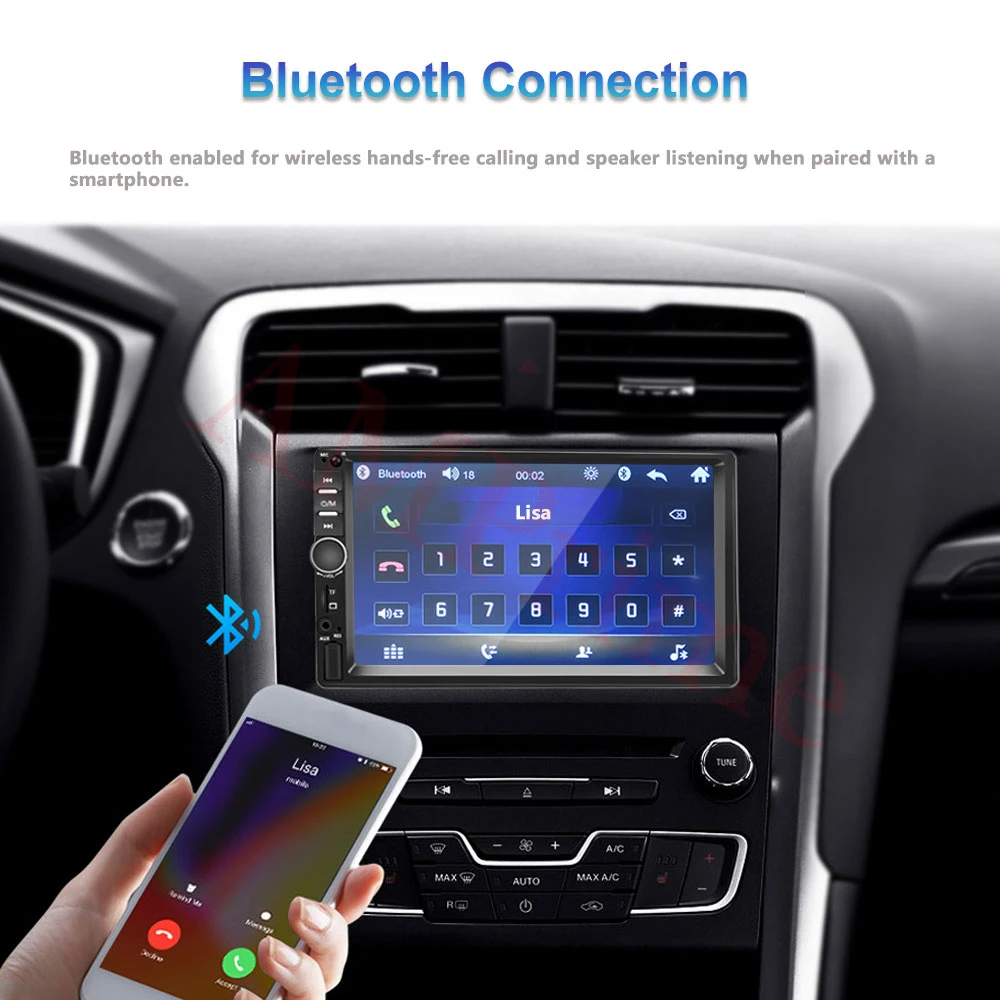 Автомагнитола AMPrime 2 Din 7 " USB AUX FM мультимедийный плеер с поддержкой камеры Mirror Link