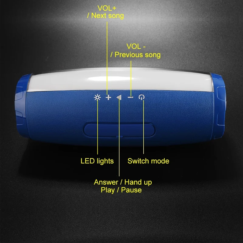 

Portable Wireless Bluetooth Speaker HIFI Stereo Flash Style LED Subwoofer Outdoor Music Box FM Radio TF Card With Microphone