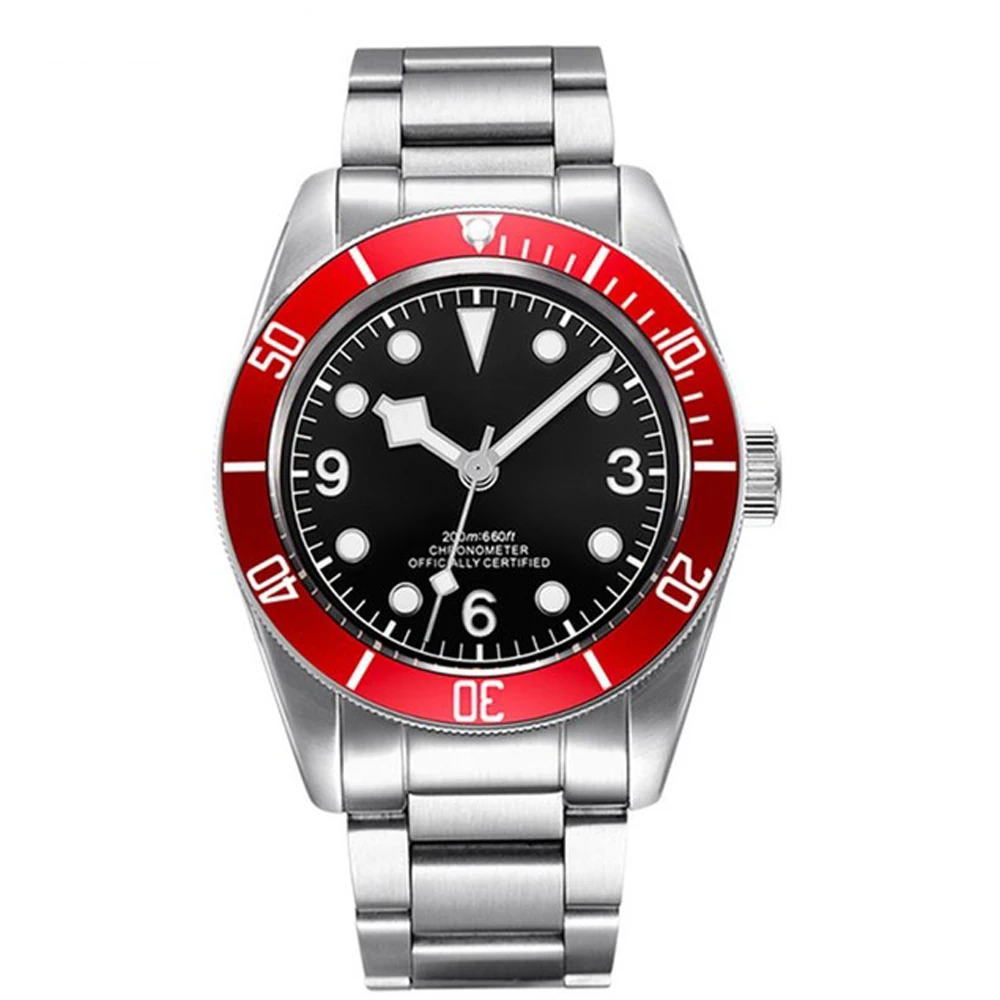 Мужские автоматические механические наручные часы corgтеле 41 мм 316L ss с красной