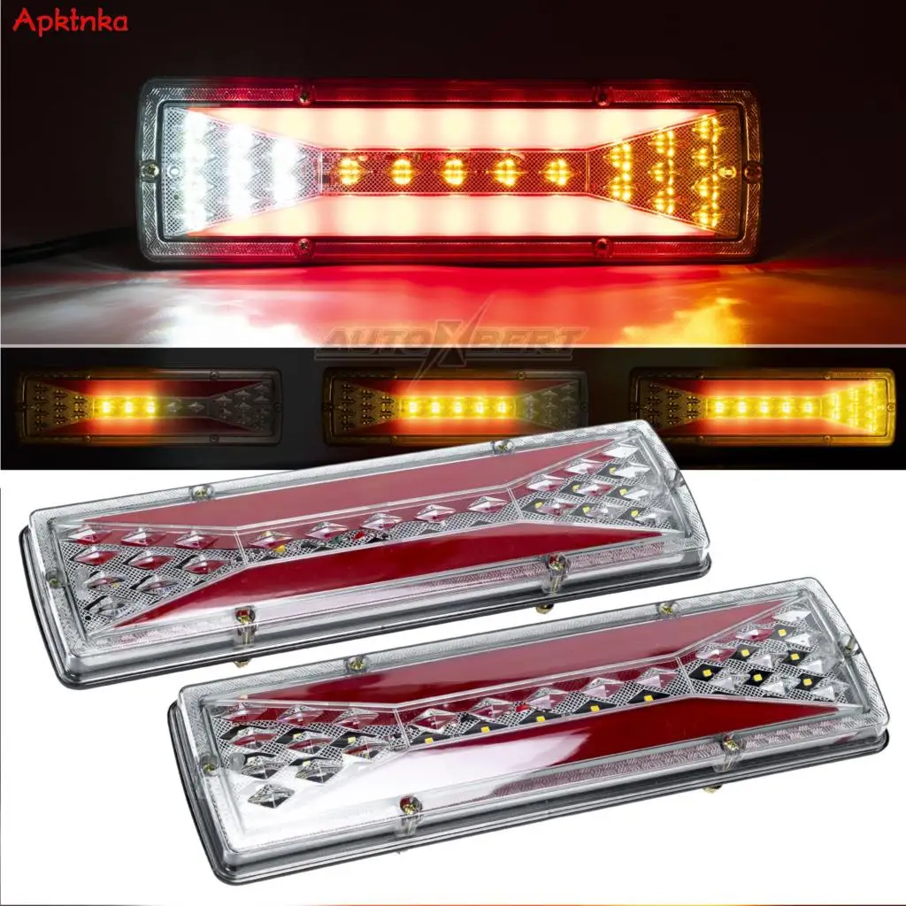 2x 12V LED Trailer Tail Light Dynamic Flowing Turn Signal Indicator Truck Light Assembly System Tail Lamp Lorry Camper Caravan