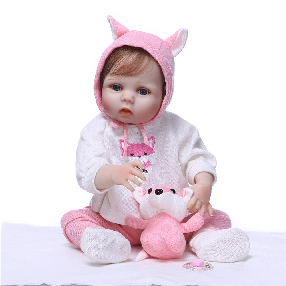 

55cm Lifelike full silicone Reborn Baby Dolls Girl Silicone Bebes Reborns Realistic bonecas bebe Dolls with Clothes Cute Toy