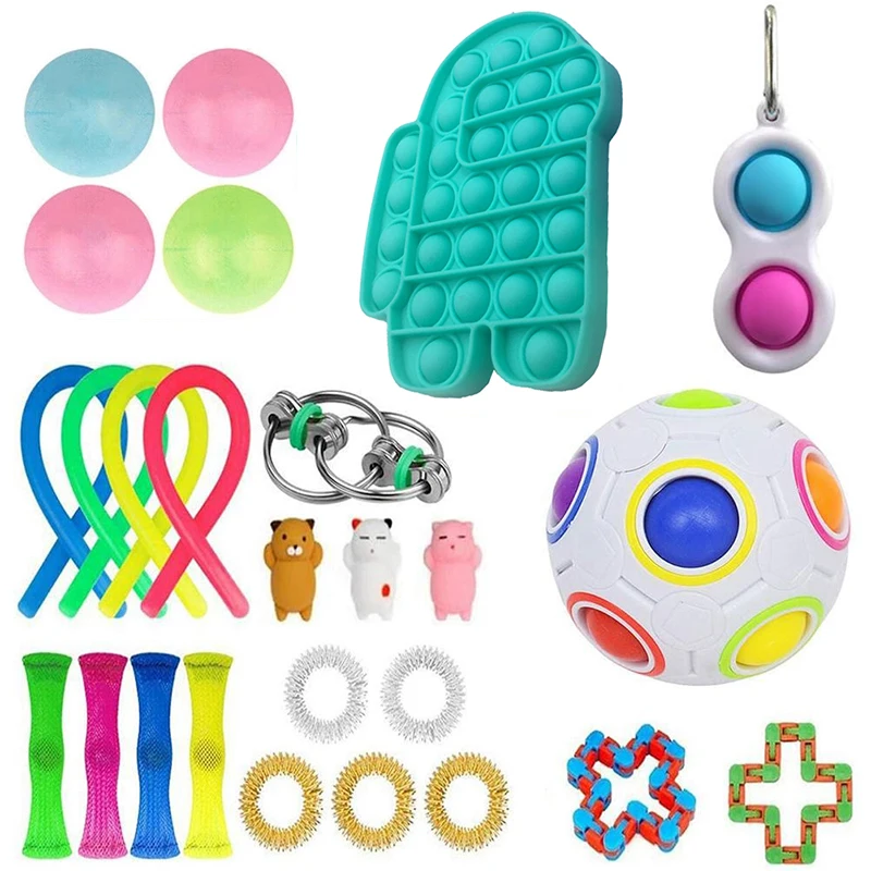 

Amongings us Fidget Sensory Toy 26Pack Pops It Dimple Antistress Stress Relief Toy Kids Adults Squishy Bubble Decompression Gift