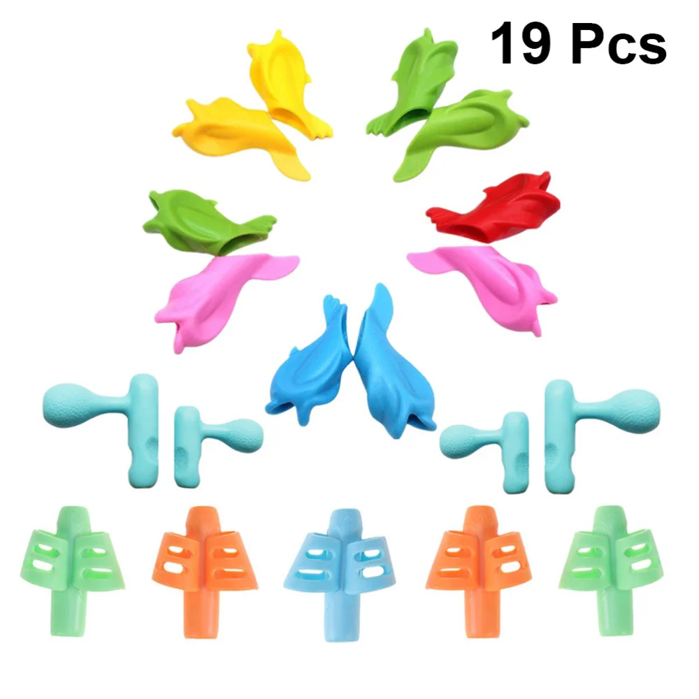 

19pcs Kids Writing Training Device Crossover Pen Gripper Writing Aid for Kids Children Homework Drawing (Random Color, 5pcs Doub