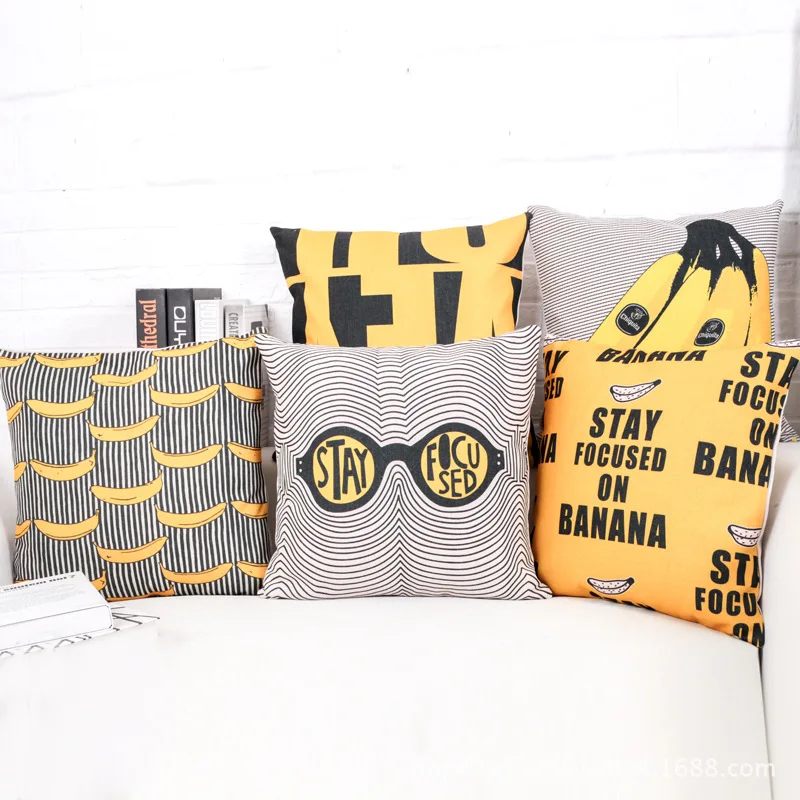 

Новинка, популярный тренд, мультяшная креативная льняная наволочка для подушки, 18x18 дюймов, короткая плюшевая наволочка, 45x45 см, домашний дек...