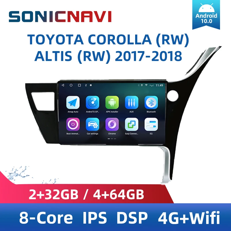 

SONICnavi Car Radio For Toyota COROLLA (Right) 2017-2018 Multimedia Player Android Bluetooth GPS 4G DSP Carplay Stereo Receiver