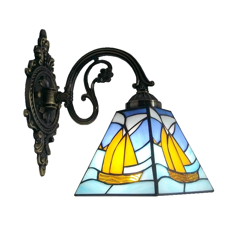 Синие настенные светодиодные лампы с одной головкой европейское искусство