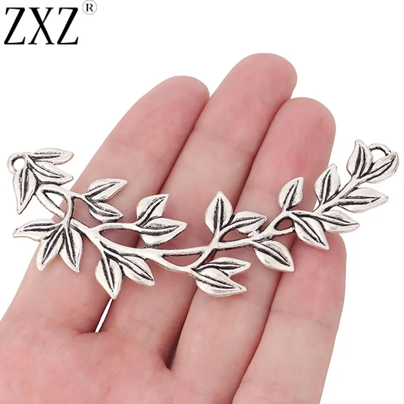 ZXZ 5 шт. тибетские серебряные подвески с большим соединителем в виде листьев для