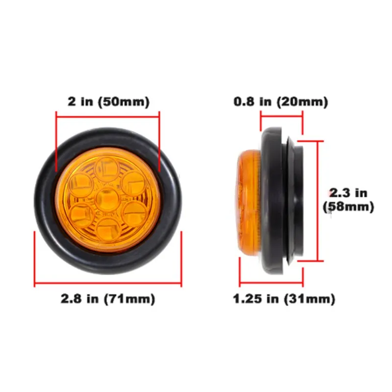 Двухсторонний габаритный фонарь 2 дюйма 24 В 7 светодиодов | Автомобили и мотоциклы