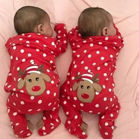 christmas baby romper newborn twins boy girls long sleeve eed dotted elk romper xmas costume one piece jumpsuit 0 18 months