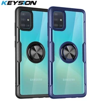 KEYSION Transparent Ring Case For Samsung A51 A71 A70 A50 A30 A01 Shockproof Phone Cover for Galaxy S20 Ultra S10  Note Lite