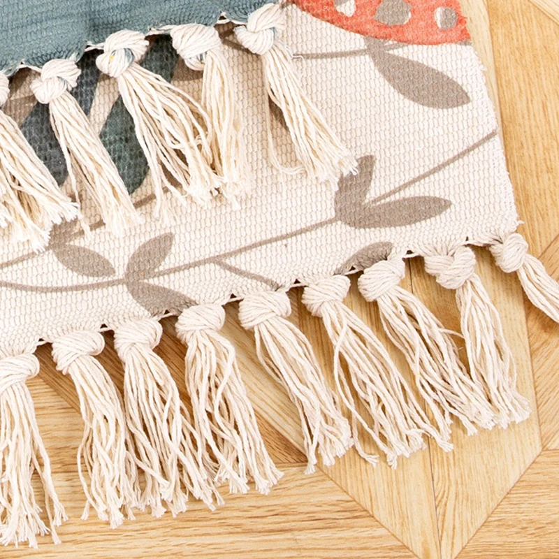 Напольный коврик из хлопка и льна ковер с кисточками для дивана журнального