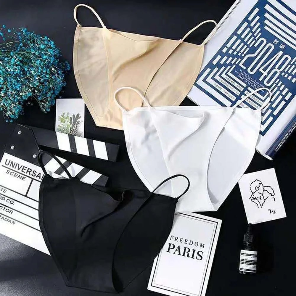 Шелковые бесшовные ультра тонкие дышащие трусики с низкой талией сексуальное женское нижнее белье стринги