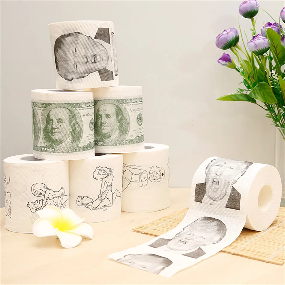 4 Roll Toilet Paper Funny Printed Tissue Prank Pattern Rolling Gift for Home Kitchen | Красота и здоровье