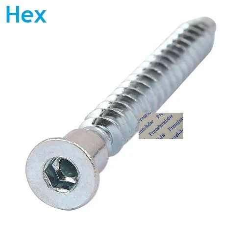 Hex 100 шт./лот M5 M6.3 M7mm шестигранный Pozi приводной винт с плоской головкой, Оцинкованная мебель, монтажная розетка, резьбовой болт - Цвет: Hex
