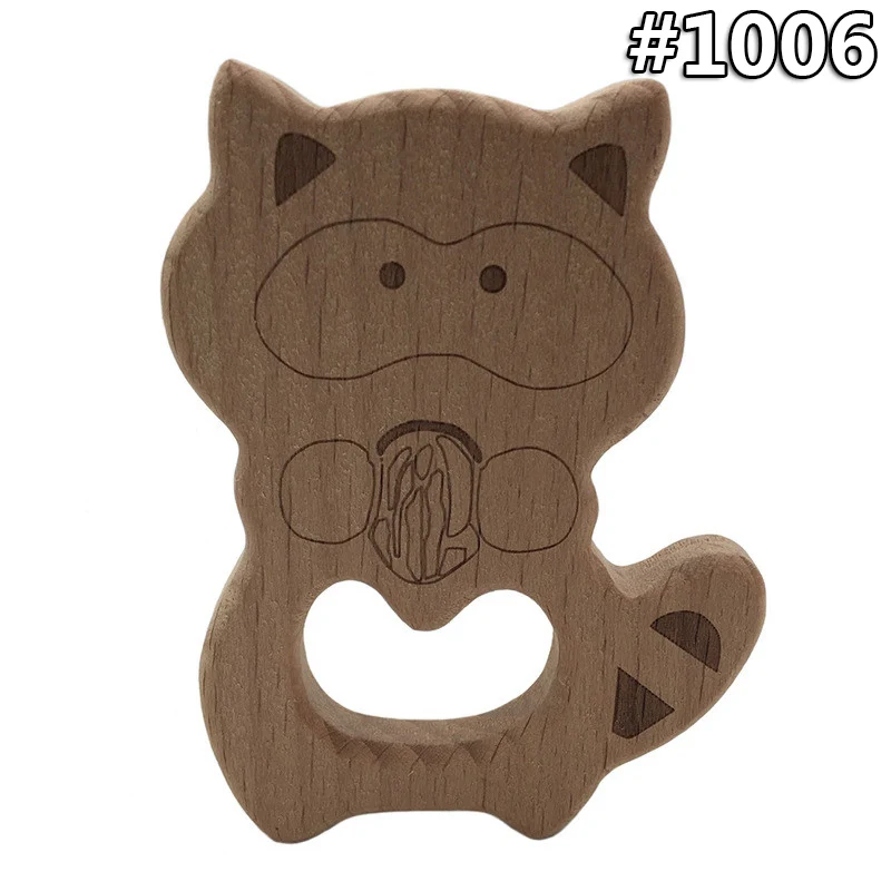 wood teether 1006 Мультфильм Дерево Прорезыватель чистый натуральный животные в форме детские зубные кольца для детей бук Прорезыватель девочка DIY кулон игрушки для новорожденных подарок - Цвет: wood teether 1006