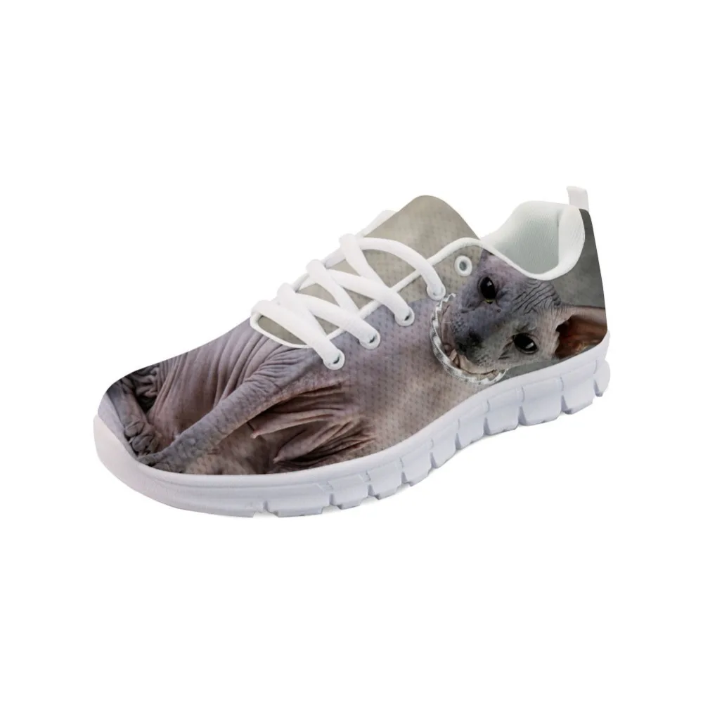 

2020 Kid Flats Shoes Sneakers Spring Canadian Hairless Sphinx cat Print White bottom Casual Breathable Shoes Flats Classic