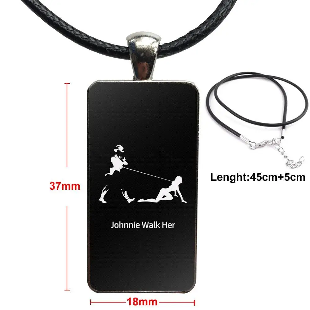 Glass Pendant Necklace Handmade Half Rectangle For Women Jewellery Classic Whiskey Johnnie Walker | Украшения и аксессуары