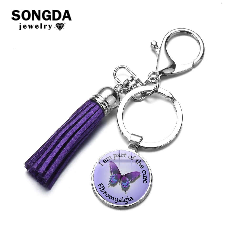 SONGDA фибромиалгия Keyhain знание потребителей о цепочка для ключей с сиреневой