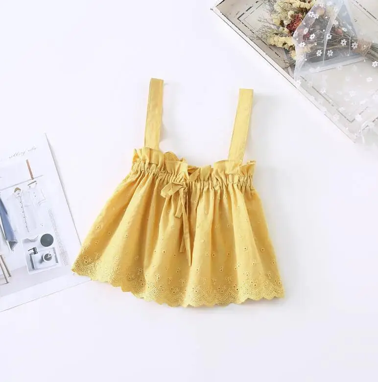 2020 летняя хлопковая футболка на бретельках для маленьких девочек милый загар