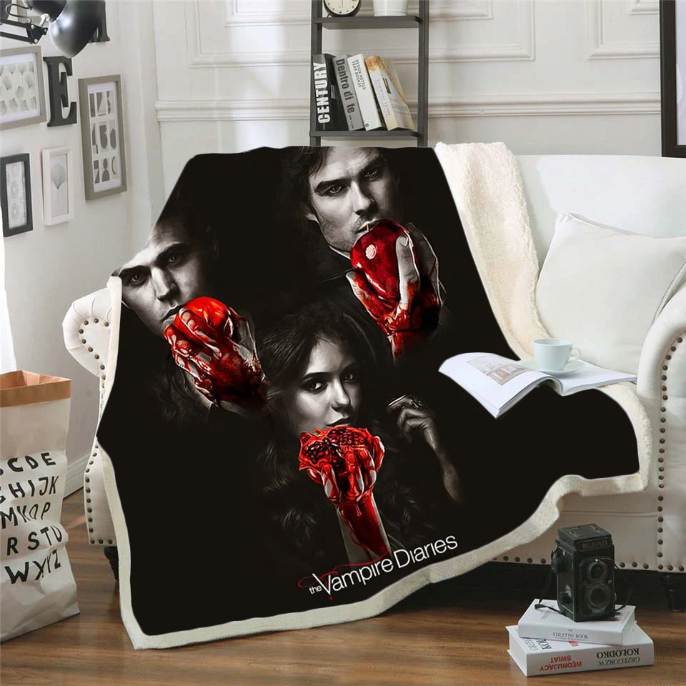

The Vampire Diaries 3d printed fleece blanket for Beds Hiking Picnic Thick Quilt Bedspread Sherpa Throw Blanket style-4