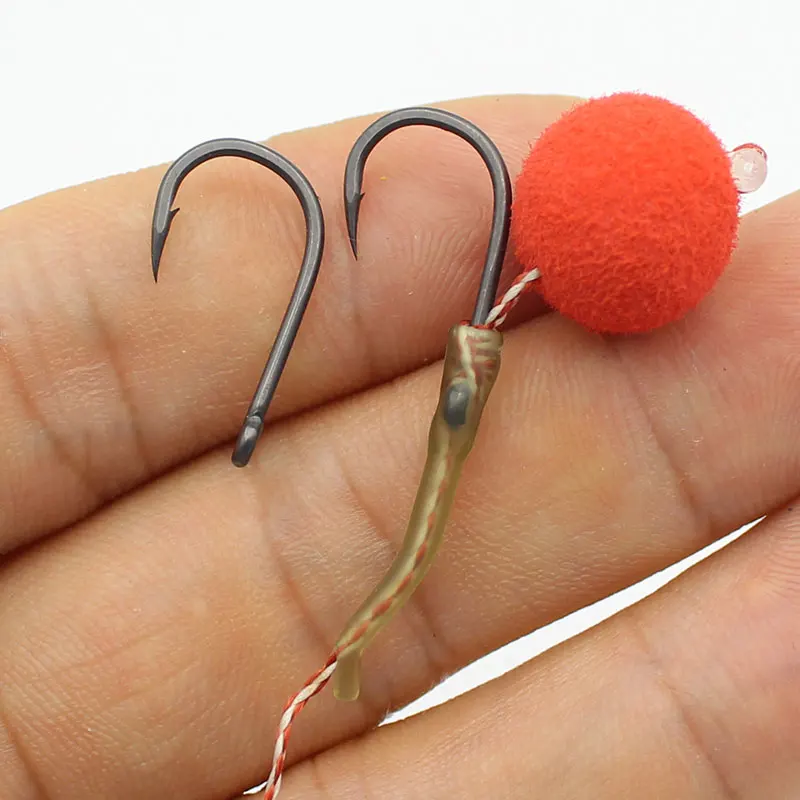 

100PCS Carp Fishing Classic Eye Hook Drill Hair Rig PTFE Barbed Hook Fishing Bait Hook 2/4/6/8/10 Carp Fishing Accessories