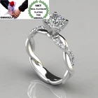 OMHXZJ оптовая продажа RR1198 Европейская мода Изящные женские вечерние свадебные подарки на день рождения Круглый ААА Циркон 18KT розовое белое золото кольцо