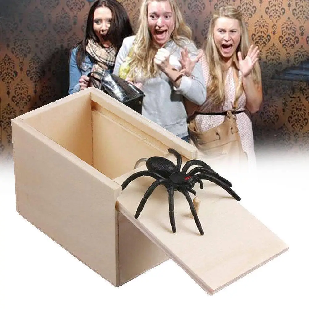 

Kids Toy Wooden Prank Trick Practical Joke Office Scare Gag Fool's Gift Panic Christmas Box Day Box Toy April Spider E9V1