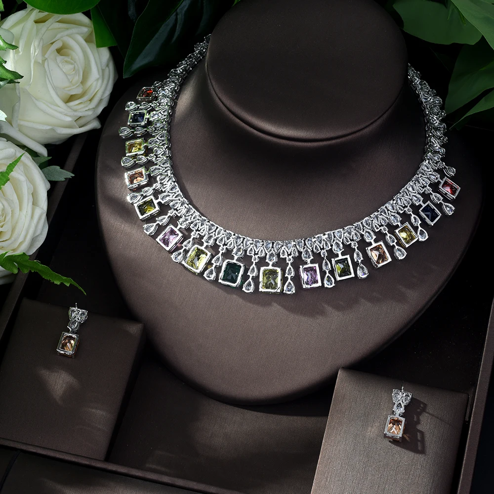 HIBRIDE роскошные овальные желтые фианиты AAA женские свадебные ювелирные наборы для