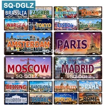 [SQ-DGLZ] городской столичный номерной знак Олово старинный металлический знак бар украшение стены домашний декор живопись таблички художественный плакат