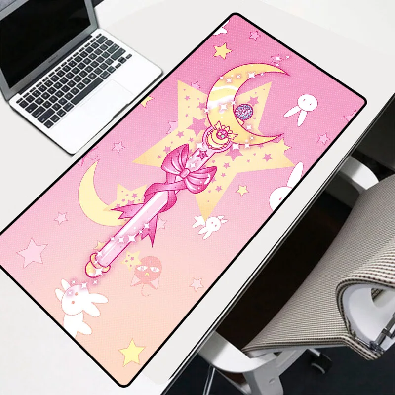 

Sailor Moon Anime Large Gaming Mouse Pad Natural Rubber PC Computer Gamer Mousepad Desk Mat Locking Edge for CS GO LOL Dota