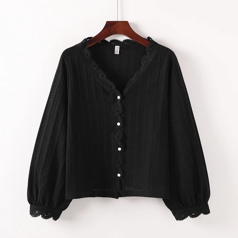 

Женский топ с длинным рукавом, V-образным вырезом и пуговицами