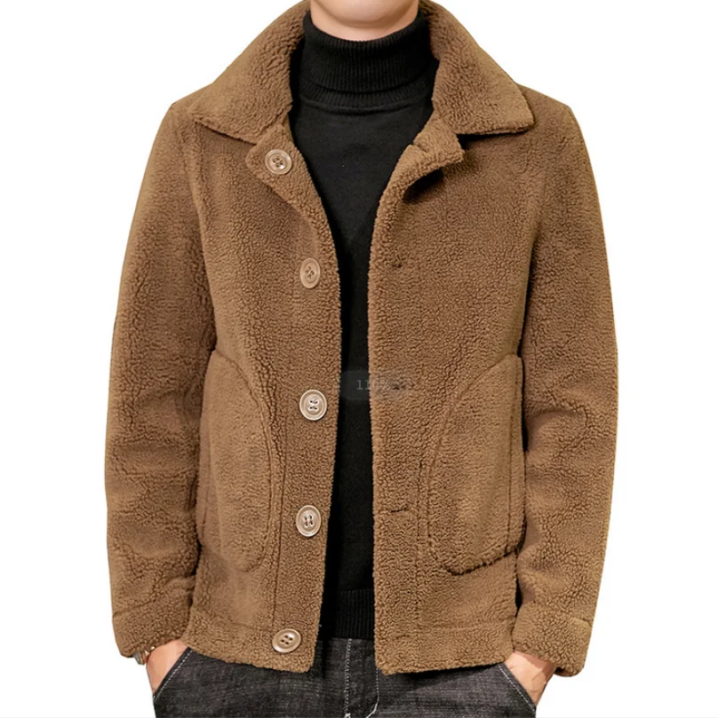 

Double-faced men's sheep shearing woolen coat, new men's fur coat, autumn and winter lamb fur coat One size model LT-29.99