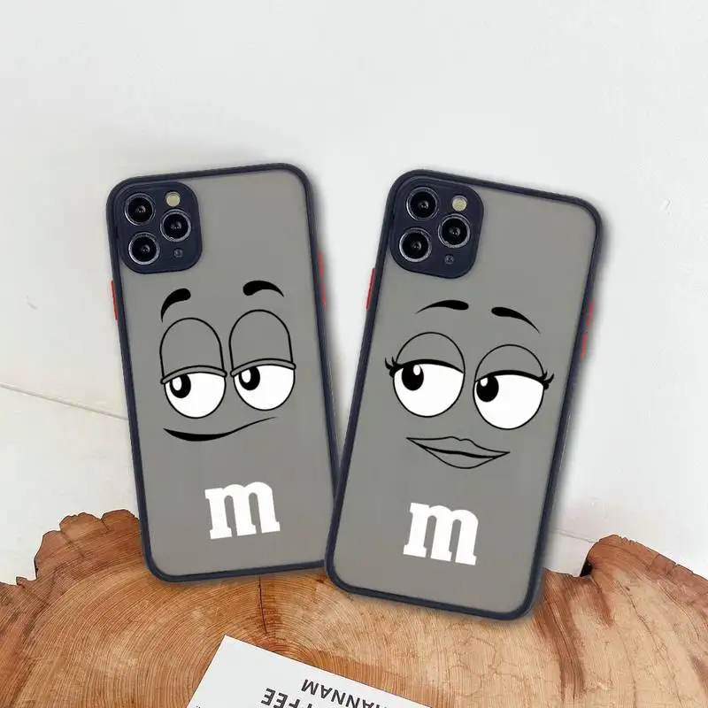 

M&Ms Chocolate Phone Case For iphone 13 12 11 Pro Max Mini XS 8 7 Plus X SE 2020 XR Matte Transparent Cover
